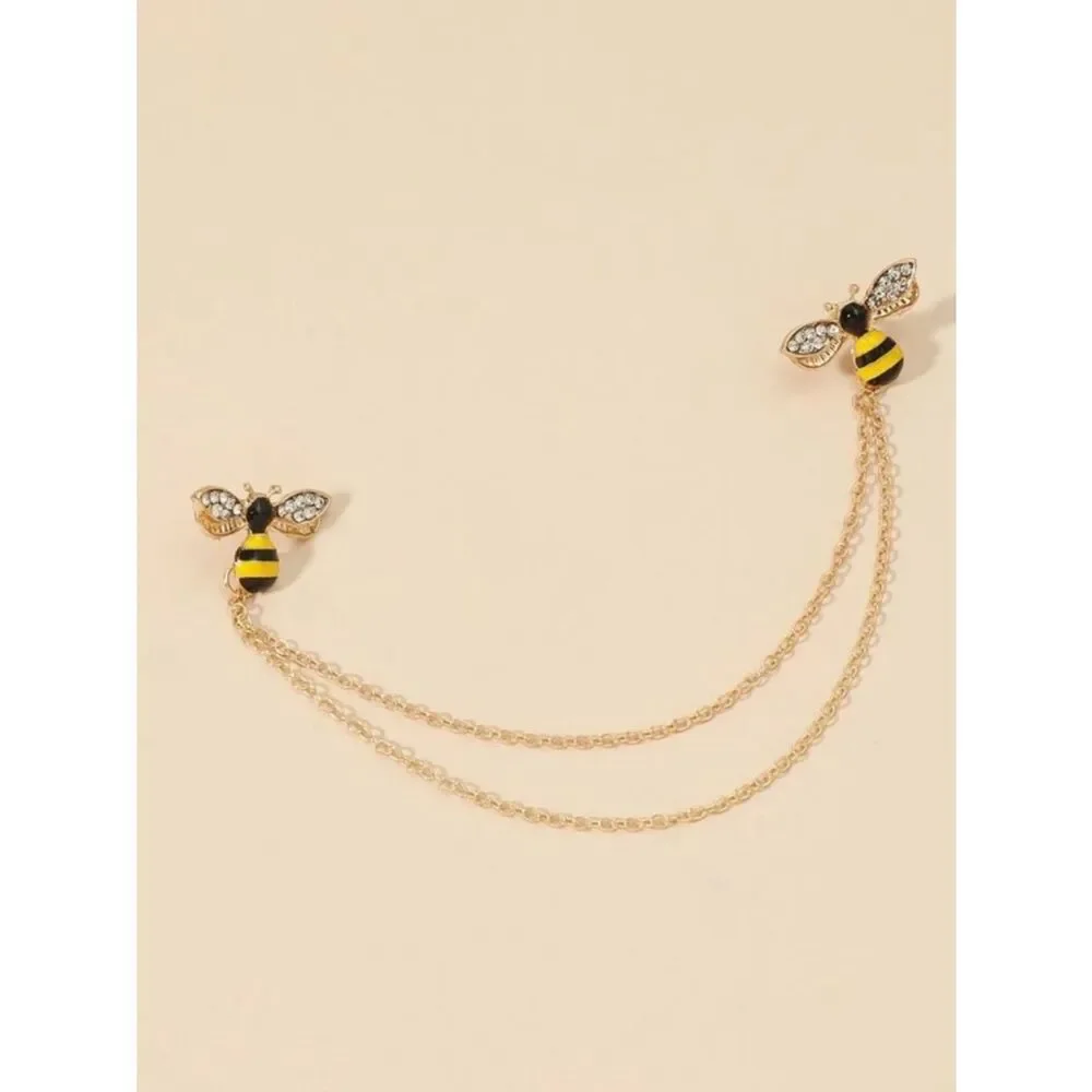 Gold Bee Collar Chain brooch M746 - Picture 2 of 2